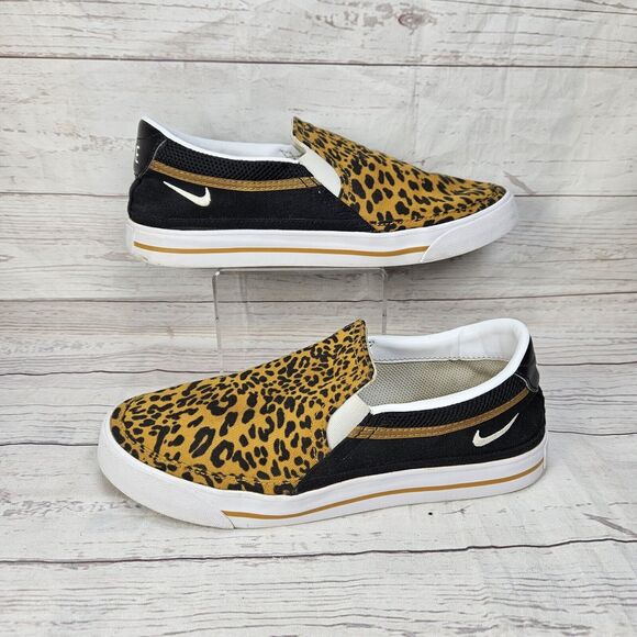Nike Womens Size 7.5 Court Legacy Slip-On Shoes Leopard Cheetah Print DJ5938-001 - Picture 6 of 8